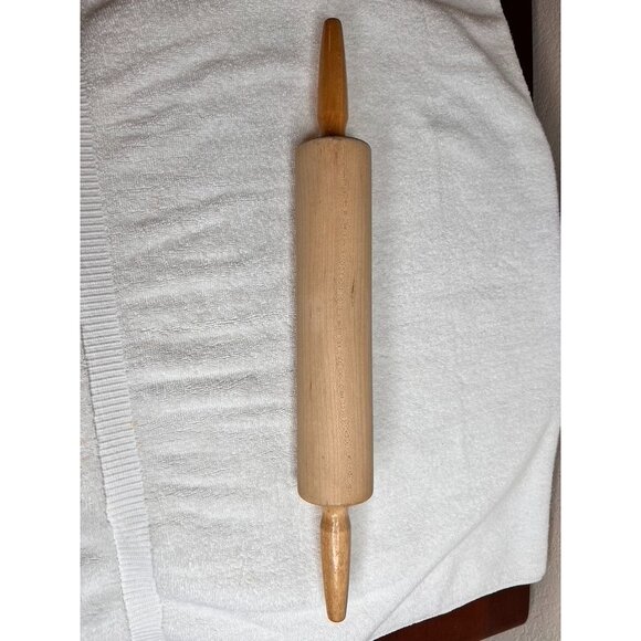 Vintage Foley Wooden Rolling Pin With Handles 18" - Picture 2 of 11